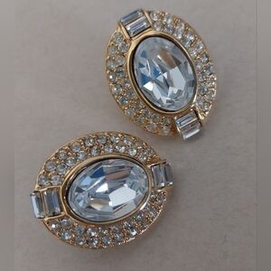 Oscar De La Renta Elegant Gold Crystal Earrings